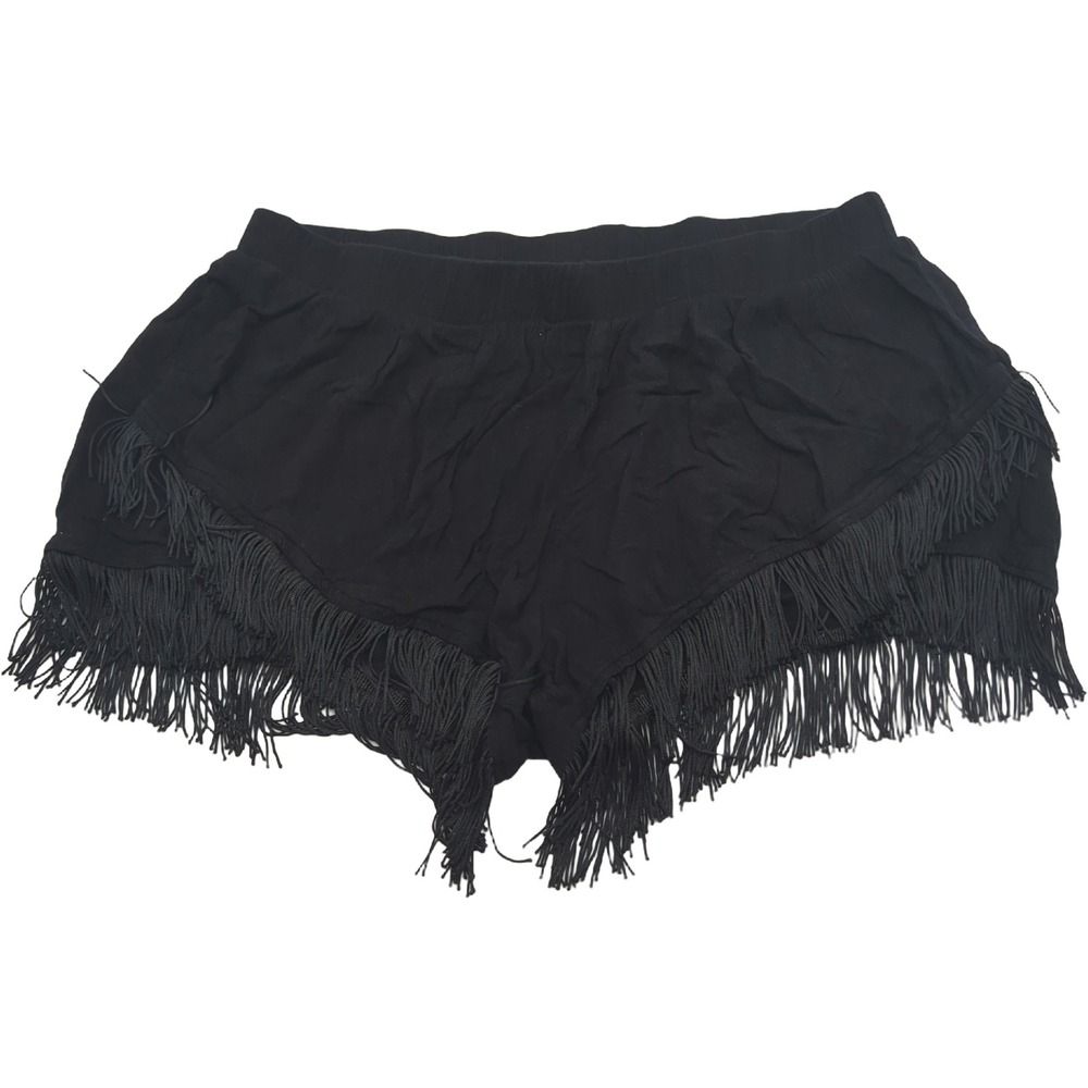 Charlotte Russe Black Fringe Festival Boho Shorts Womens Medium